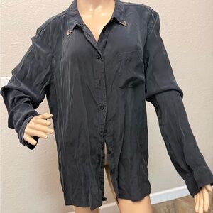 Pixley Charcoal Button-Up Blouse
